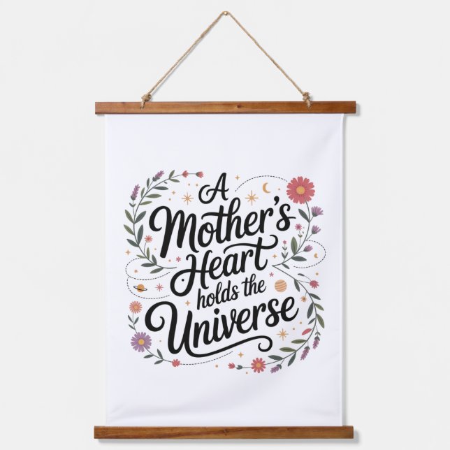 A Mother's Heart Holds The Universe Hanging Tapestry (Front)