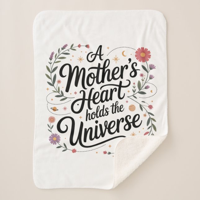 A Mother's Heart Holds The Universe Sherpa Blanket (Front)