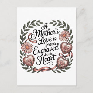 A Mother's Love Is Forever Engraved In The Heart Announcement Postcard