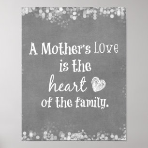 A Mother's Love is the Heart of the Family Quote Poster