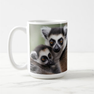 **"A Mother's Love: Mummy and Baby Lemur Cuddling" Coffee Mug