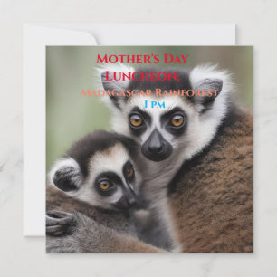 **"A Mother's Love: Mummy and Baby Lemur Cuddling" Invitation
