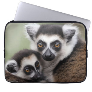 **"A Mother's Love: Mummy and Baby Lemur Cuddling" Laptop Sleeve