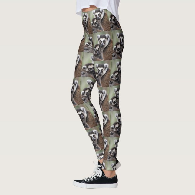 **"A Mother's Love: Mummy and Baby Lemur Cuddling" Leggings (Left)