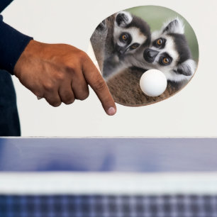 **"A Mother's Love: Mummy and Baby Lemur Cuddling" Ping Pong Paddle