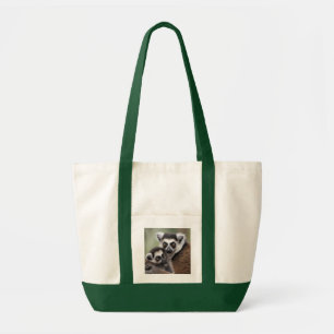 **"A Mother's Love: Mummy and Baby Lemur Cuddling" Tote Bag