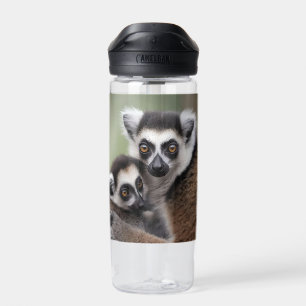 **"A Mother's Love: Mummy and Baby Lemur Cuddling" Water Bottle