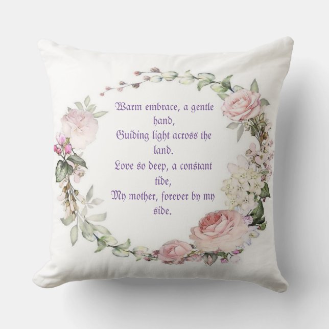 A Mother's Love: Poem Throw Pillow - A Warm Embrac (Front)