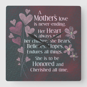 A Mother's Love  Square Wall Clock