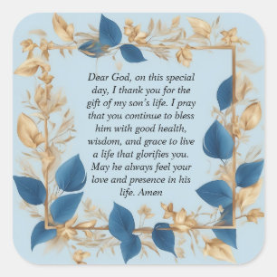 A Mother's Prayer for her Son Square Sticker