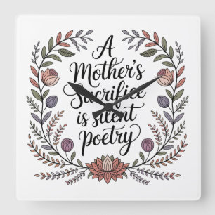 A Mother's Sacrifice Is Silent Poetry Square Wall Clock
