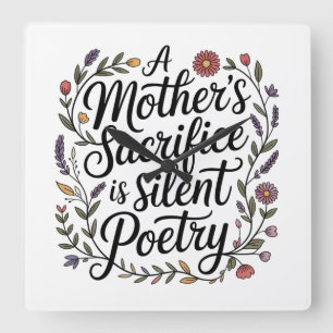 A Mother's Sacrifice Is Silent Poetry Square Wall Clock