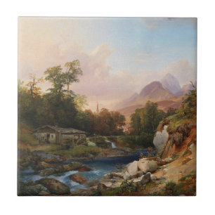 A Mountain Landscape With a Smithy Ceramic Tile