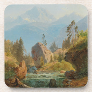 A Mountain Landscape with Creek – Albert Zimmerman Coaster