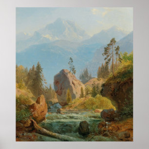 A Mountain Landscape with Creek – Albert Zimmerman Poster