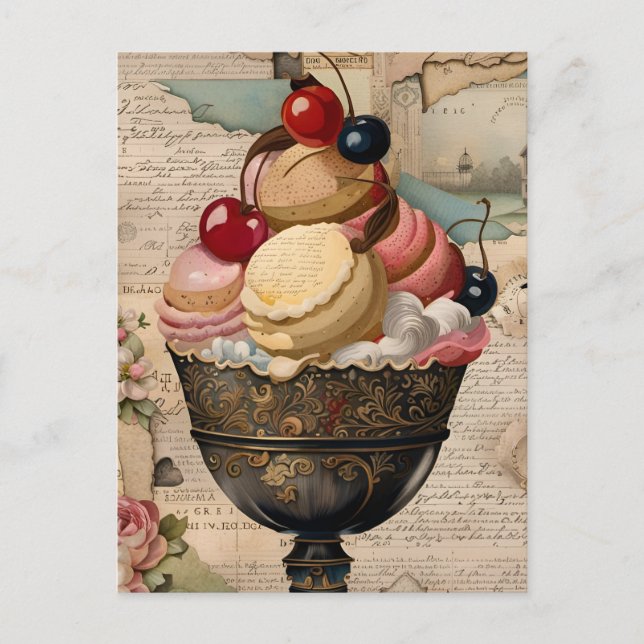 A Mountain of Ice cream Collage Postcard (Front)