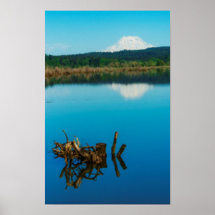 A Mountain Peers Over a Hedge Poster