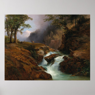 A Mountain Stream, Landscape in Schoppernau Poster