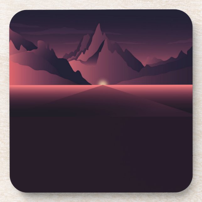 A mountain sunset illustration       coaster (Front)