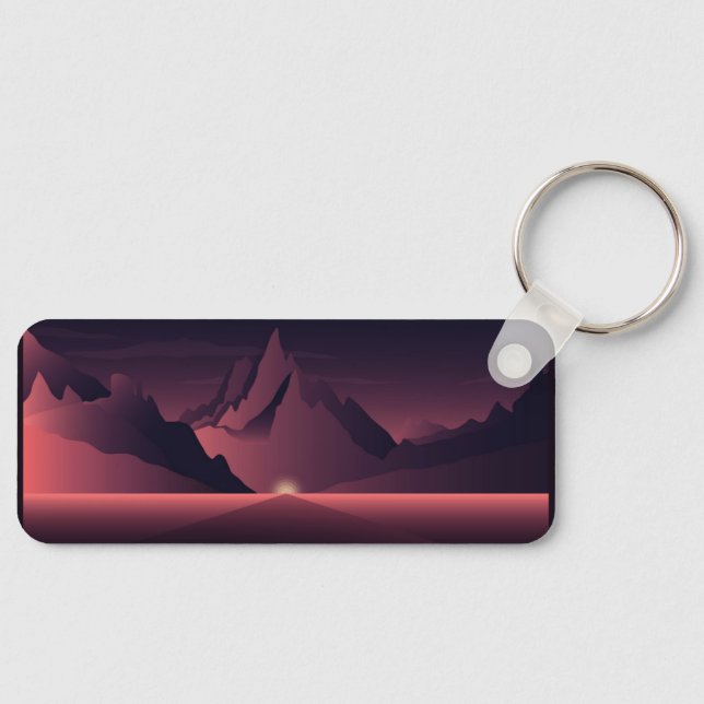 A mountain sunset illustration      key ring (Front)