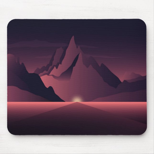 A mountain sunset illustration      mouse pad (Front)