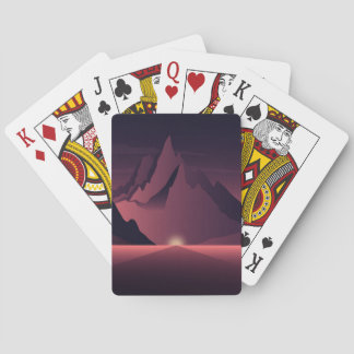 A mountain sunset illustration playing cards