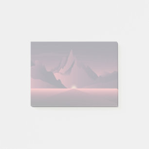 A mountain sunset illustration post-it notes
