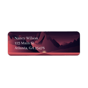A mountain sunset illustration return address label