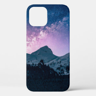 A mountain with a beautiful skymountain,night,snow iPhone 12 case