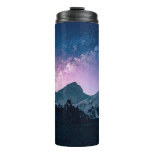A mountain with a beautiful skymountain,night,snow thermal tumbler
