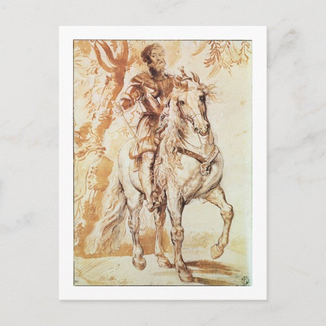 A Mounted Knight in Armour (pen and ink on paper) Postcard (Front)