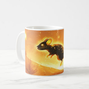 a mouse in a desert night setting coffee mug
