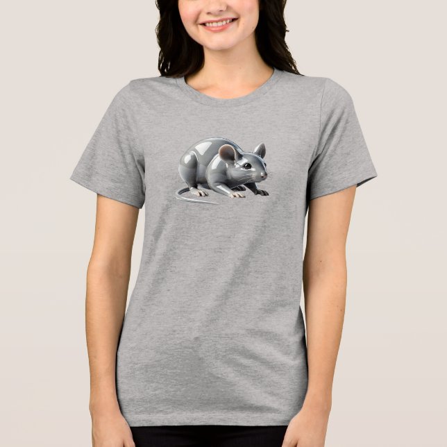 A mouse motionless in the face of a possible threa Tri-Blend shirt (Front)