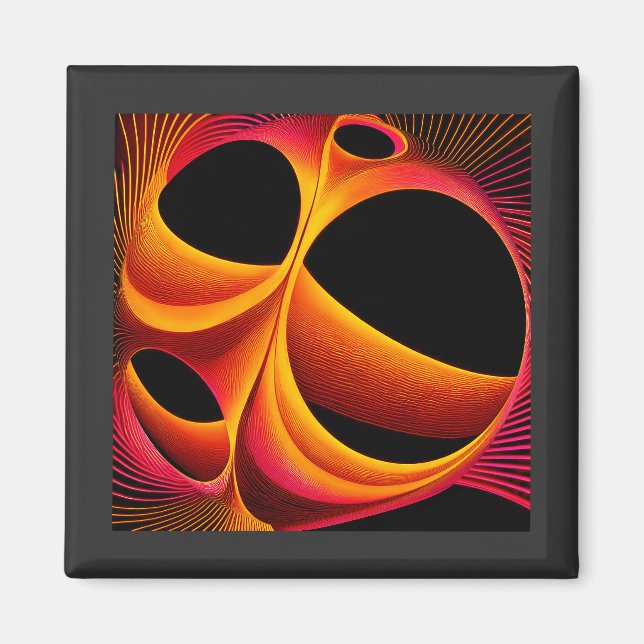 A Much Manipulated Mandelbrot Fractal Square Magnet (Front)