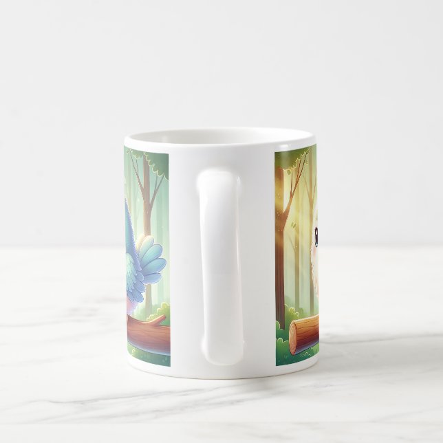 a mug drawn with a chubby and cute bird (Handle)