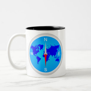 A mug for those who love traveling with a compass