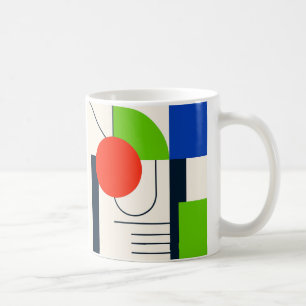 A mug with a modern look and geometric shapes.