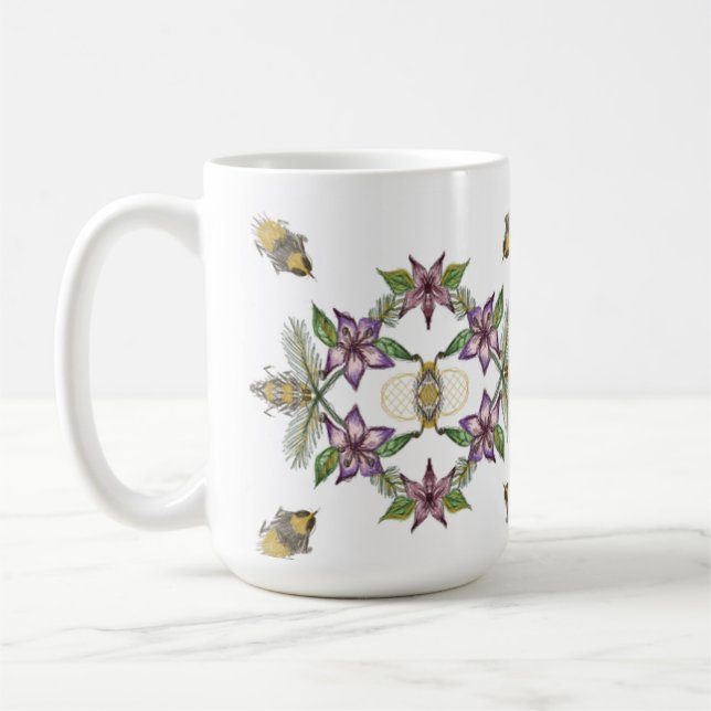 A mug with flowers & bees perfect for gardeners (Left)
