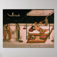 A Mughal prince receiving a lady at night