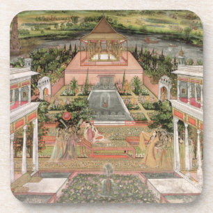 A Mughal Princess in her Garden (gouache on paper) Coaster