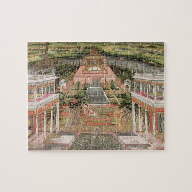 A Mughal Princess in her Garden (gouache on paper) Jigsaw Puzzle (Horizontal)
