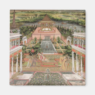 A Mughal Princess in her Garden (gouache on paper) Magnet