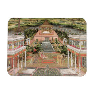 A Mughal Princess in her Garden (gouache on paper) Magnet