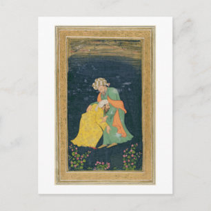 A Mullah bowing down to a man in Iranian dress who Postcard