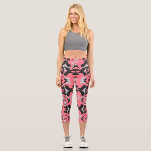 A multicolor trendy fabric seamless pattern capri leggings