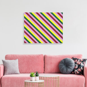 a multicolored striped pattern with dots canvas print