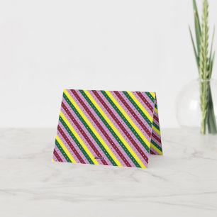 a multicolored striped pattern with dots thank you card
