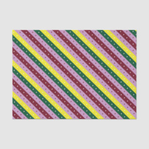 a multicolored striped pattern with dots tissue paper