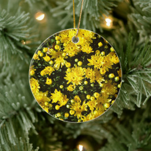A Multitude of Yellow Mums Ceramic Ornament
