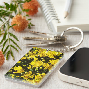 A Multitude of Yellow Mums Key Ring